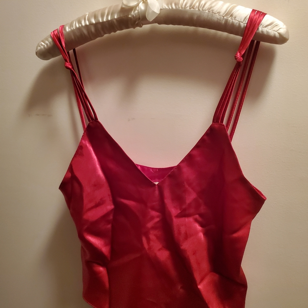 Cherry red satin lingerie set
